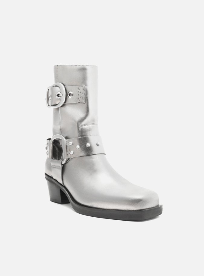 Bota Prata Couro Cano Curto Montaria West