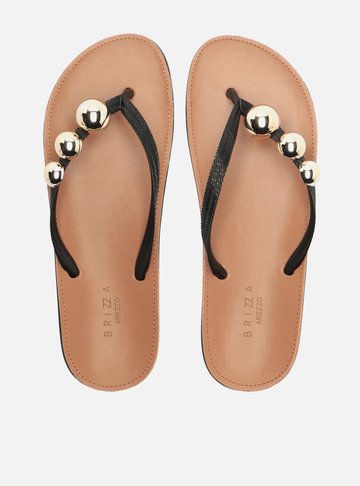 Arezzo — Chinelo de Dedo Preto Metais Brizza
