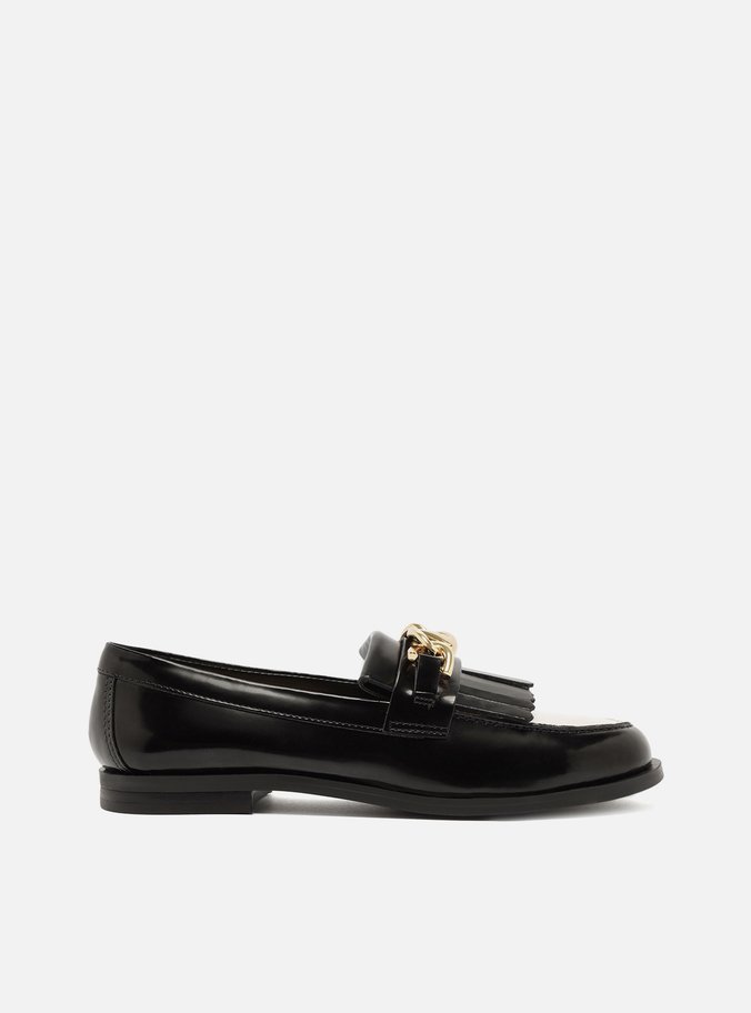 Mocassim Preto Bridão Bico Redondo