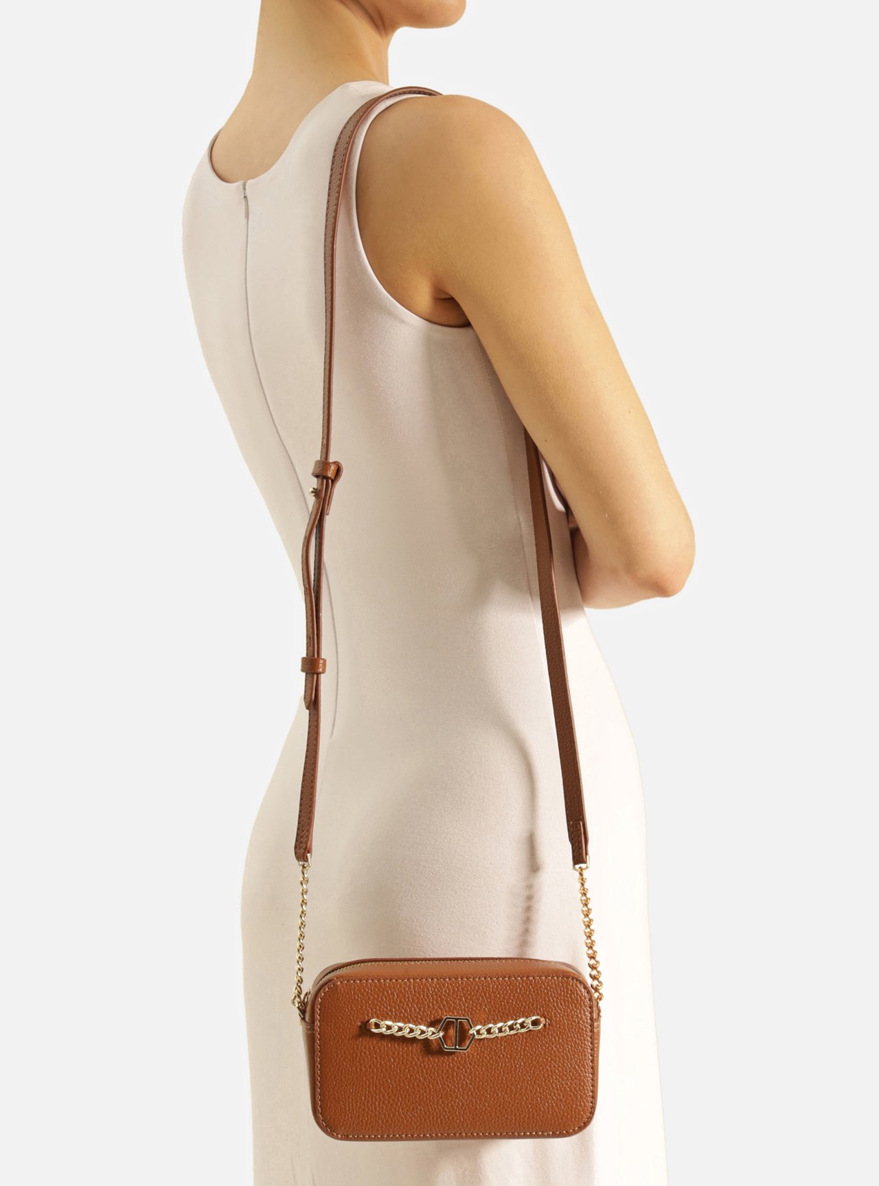Bolsa Tiracolo Marrom Pequena Corrente ID — foto 7