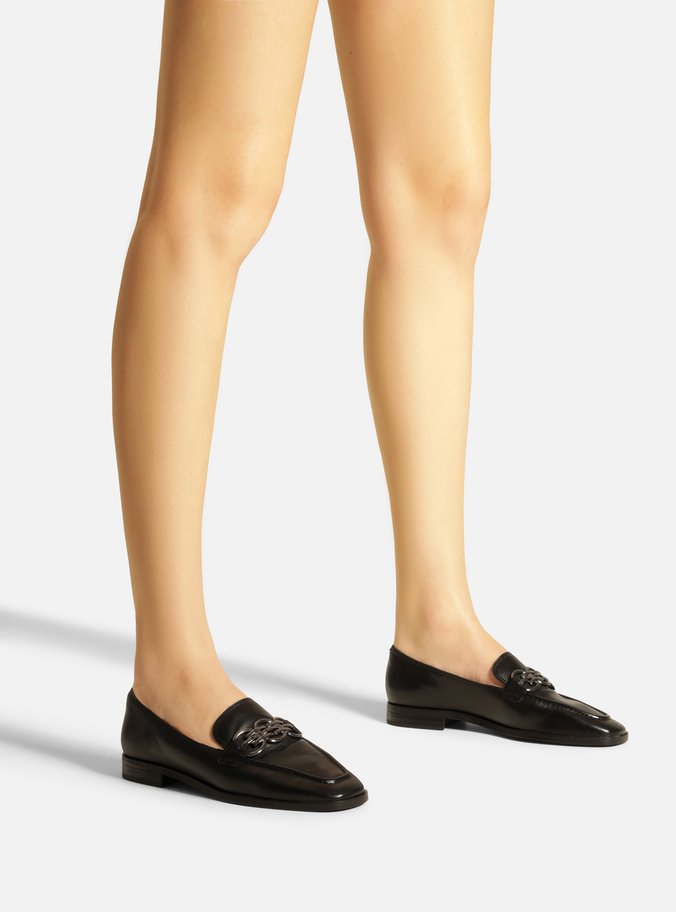 Mocassim Preto Couro Bridão Elos