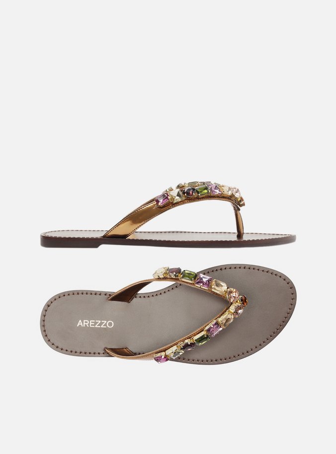 Rasteira Bronze Flip Flop Pedrarias