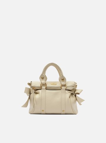 Bolsa Tote Branca Couro Pequena Alças Mix