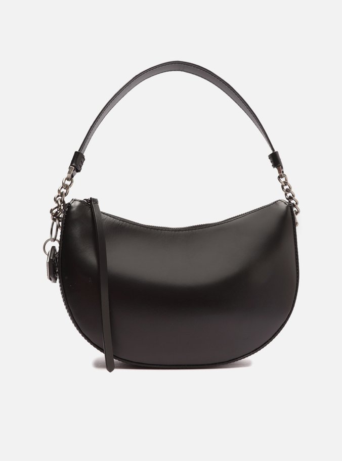 Bolsa Tiracolo Preta Couro Charm Média