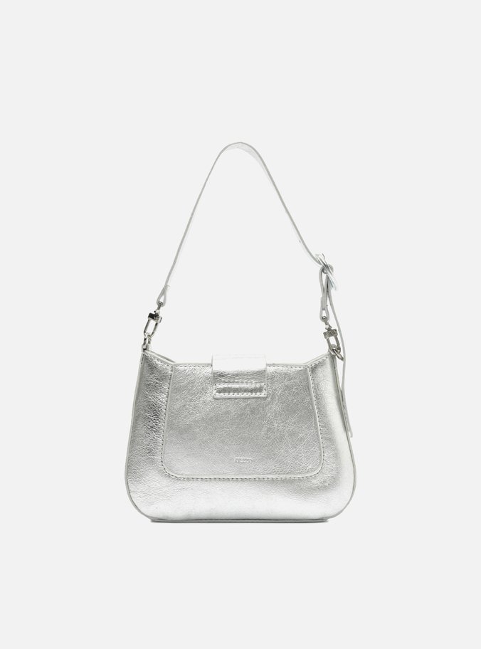 Bolsa Tiracolo Prata Couro Pequena Fivela
