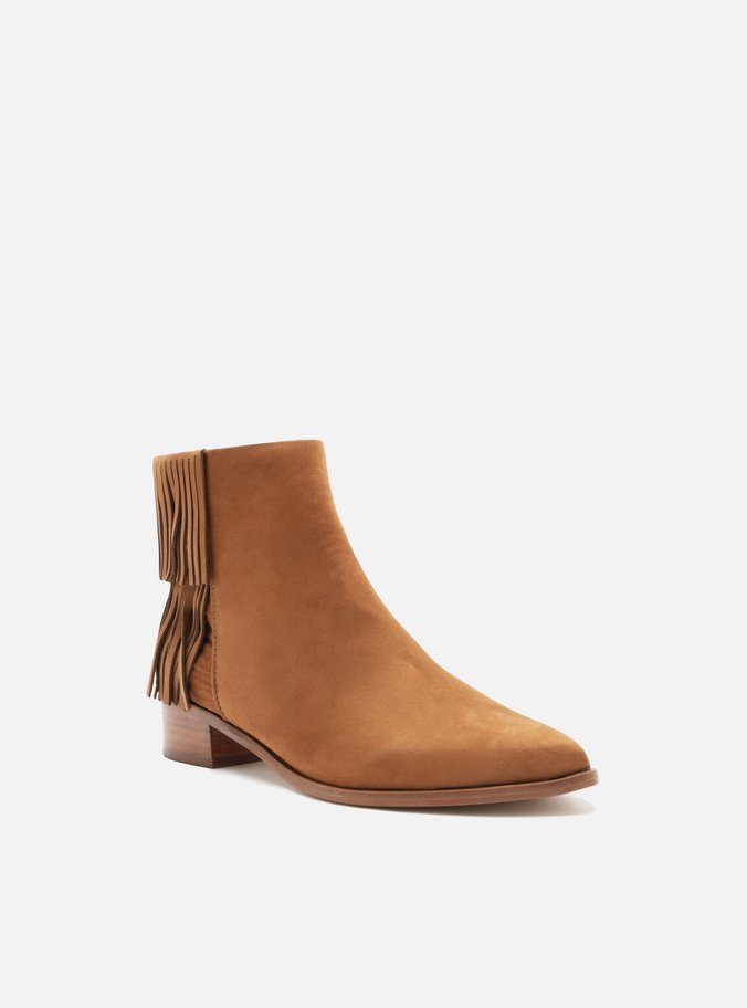 Bota Marrom Nobuck Cano Curto Franjas