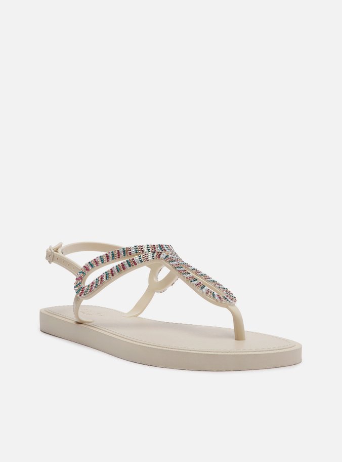 Sandália Off-White Salto Rasteiro