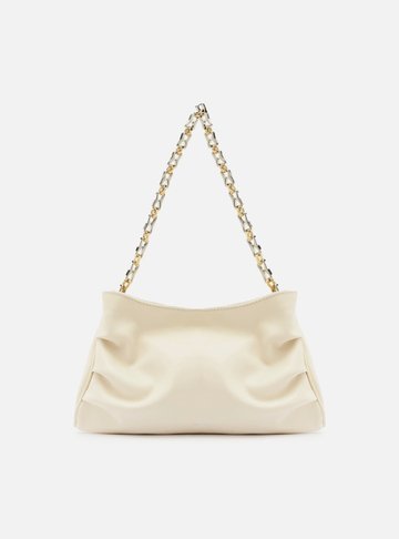 Bolsa Tiracolo Branca Couro Média Corrente Mix
