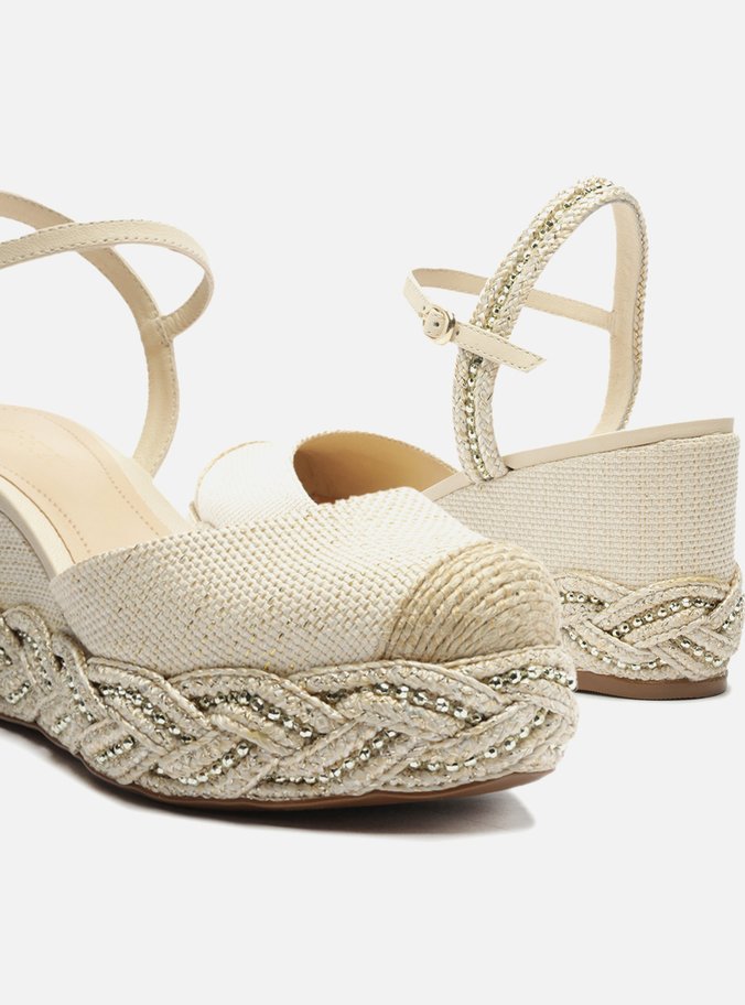 Sandália Espadrille Off-White Tramada Strass