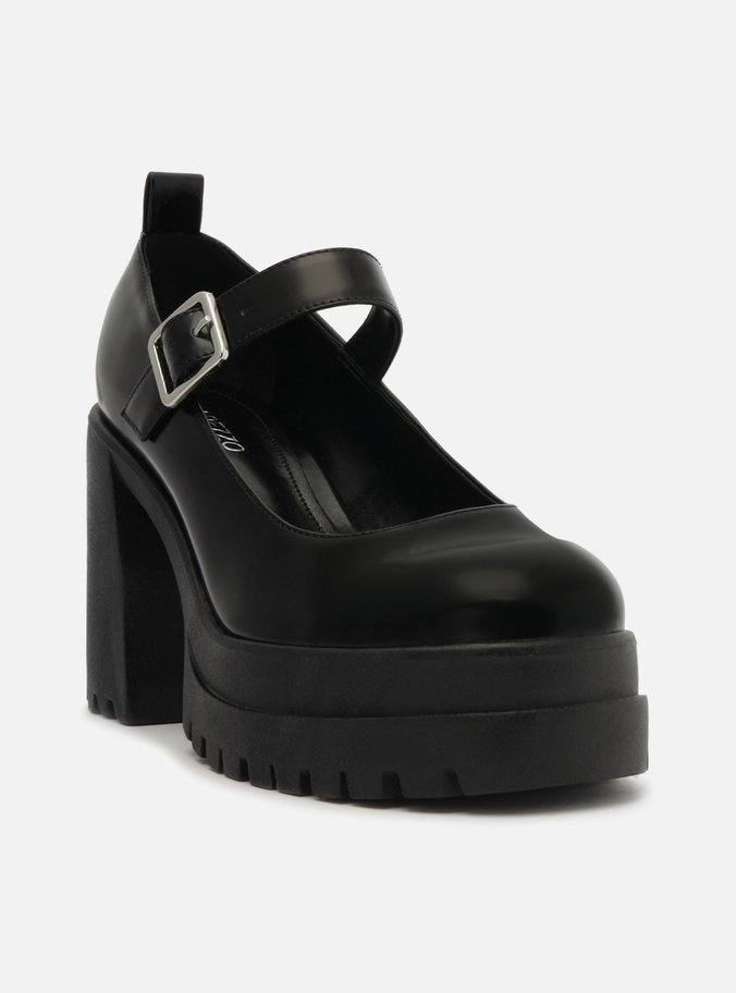 Sapato Preto Salto Alto Tratorada Ashley