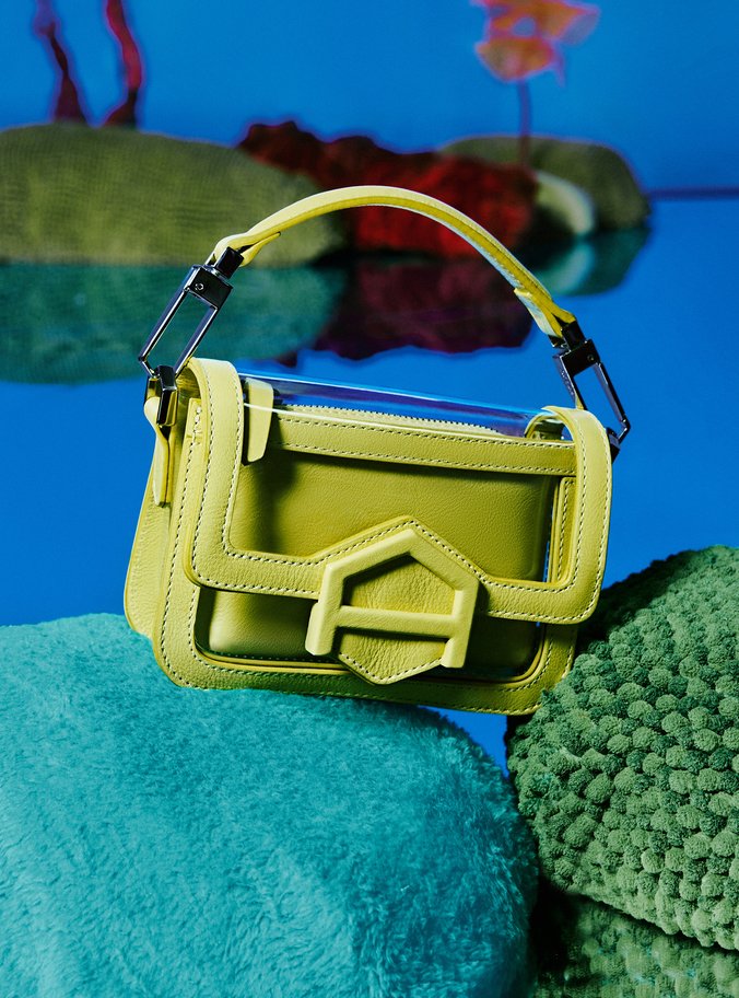 Bolsa Tiracolo Amarela Vinil Pequena