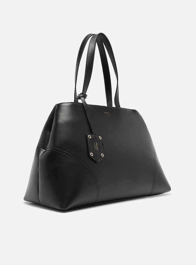 Bolsa Tote Preta Grande Costuras Bag Charm