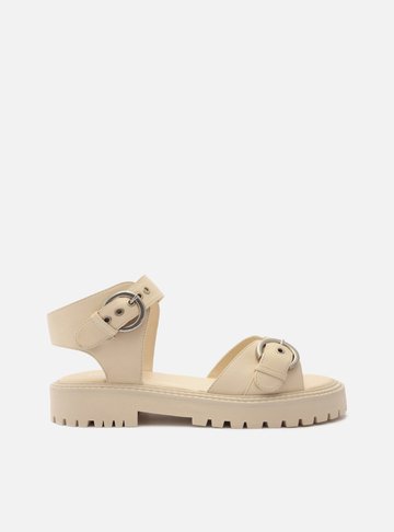 Papete Off-White Salto Baixo Tratorada Fivelas