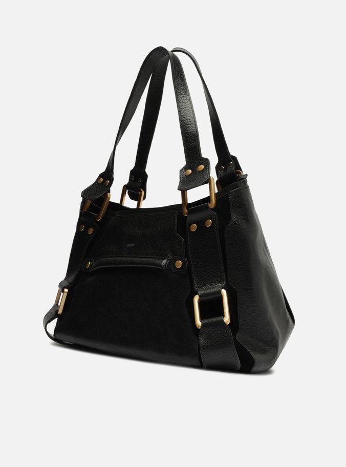 Bolsa Tote Preta Couro Gretha Grande