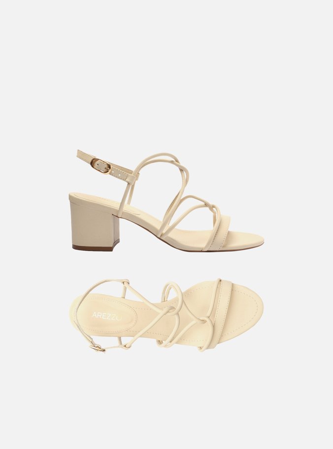 Sandália Off-White Salto Bloco Tiras Enlace