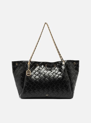 Bolsa Shopping Couro Preta Grande