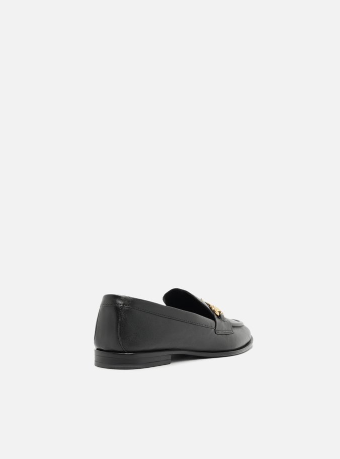 Mocassim Preto Couro Bico Fino Bridão