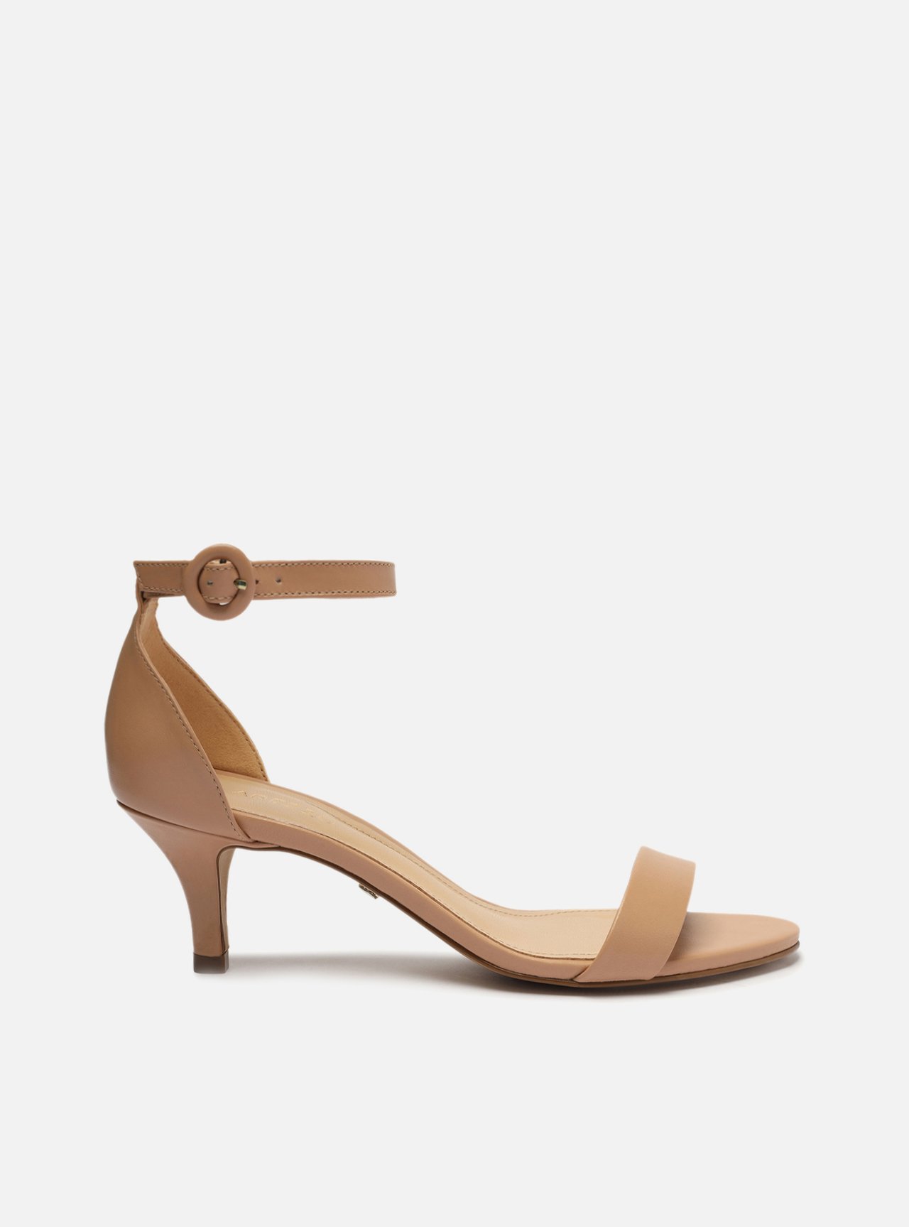 Sandalia salto shop fino baixo nude