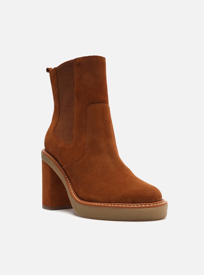 Bota Nobuck Marrom Cano Médio Salto Bloco Jade