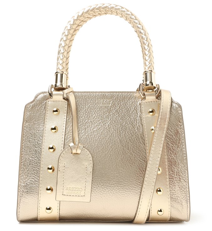 Bolsa Tote Dourada Couro Média Piazza