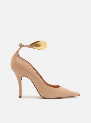 Scarpin Rosé Couro Salto Fino Tira Silvia Braz