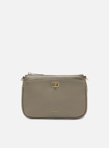 Bolsa Tiracolo Cinza Média Detalhe Metal