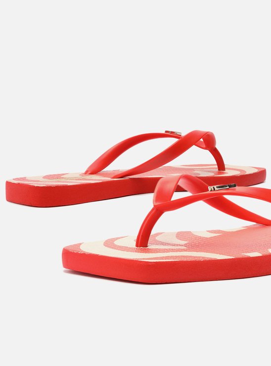 Chinelo de Dedo Vermelho Estampado Square e Bag Brizza