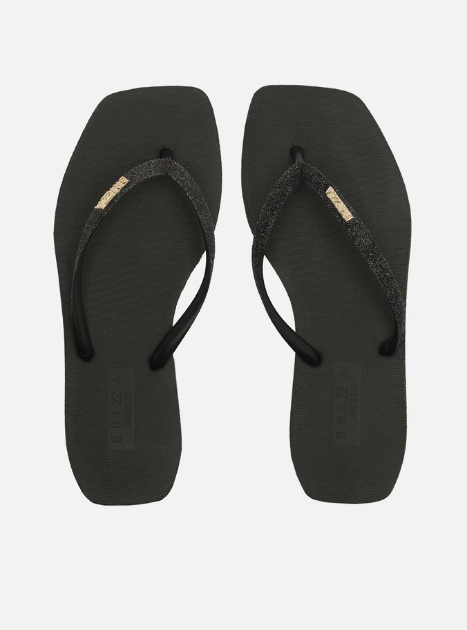 Chinelo de Dedo Preto Bico Quadrado Brizza