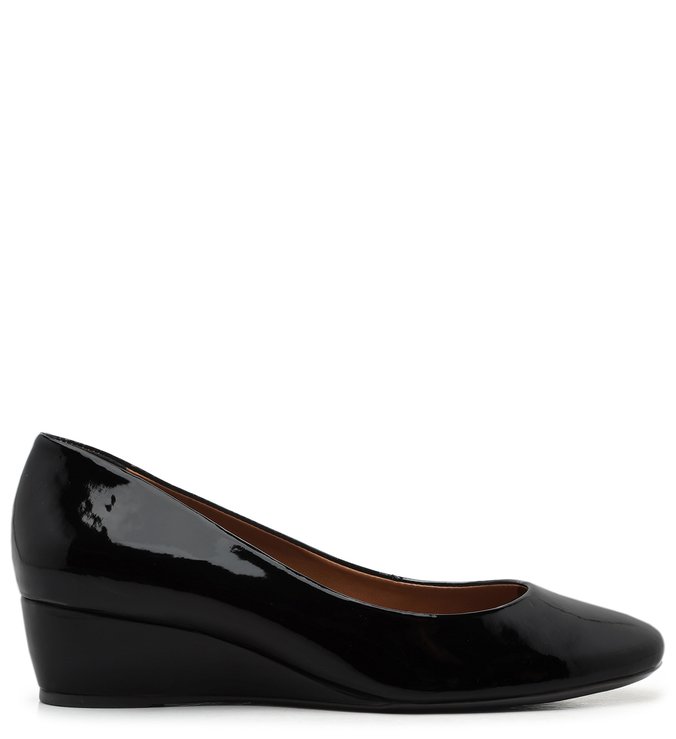 Scarpin Anabela Preto  Verniz