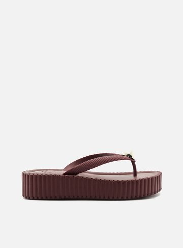 Arezzo — Sandália Flatform Bordô Metal Brizza