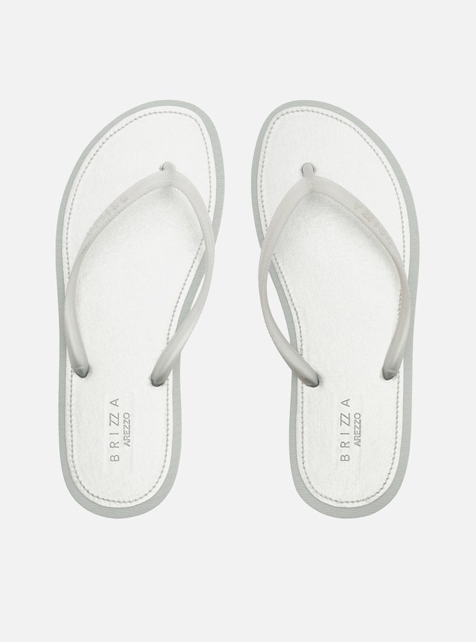 Chinelo de Dedo Metalizado Prata Brizza