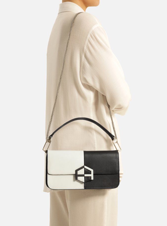 Bolsa Tiracolo Preta Couro A001 Duo Média