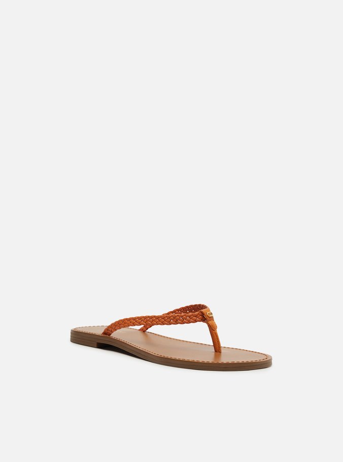 Rasteira Laranja Flat Flip Flop Trançada