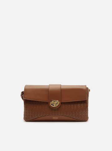 Bolsa Tiracolo Marrom Média Tressê Metal Orgânico