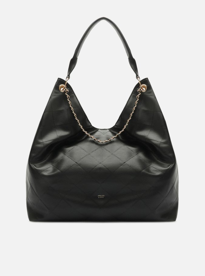 Bolsa Hobo Preta Grande Matelassê Alça Corrente