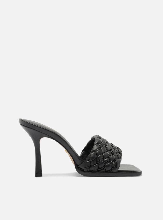 Mule Preta Salto Fino Tira Única Tressê