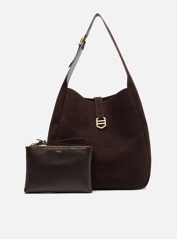 Bolsa Hobo Marrom Couro Acamurçado 