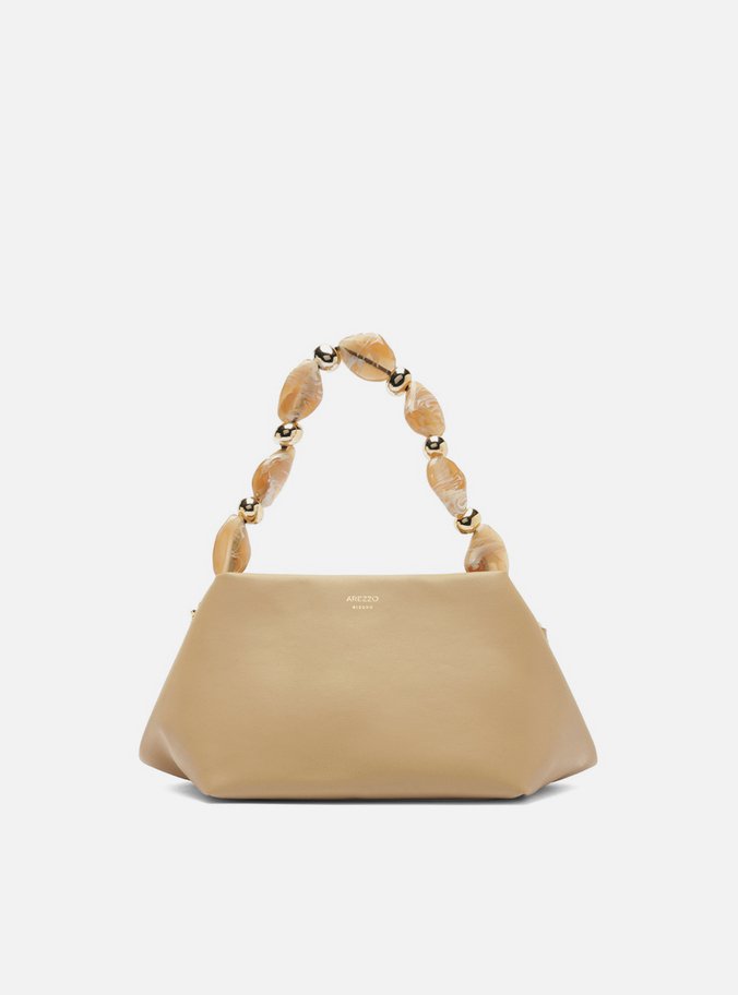 Bolsa Tote Bege Média Alça Pedras