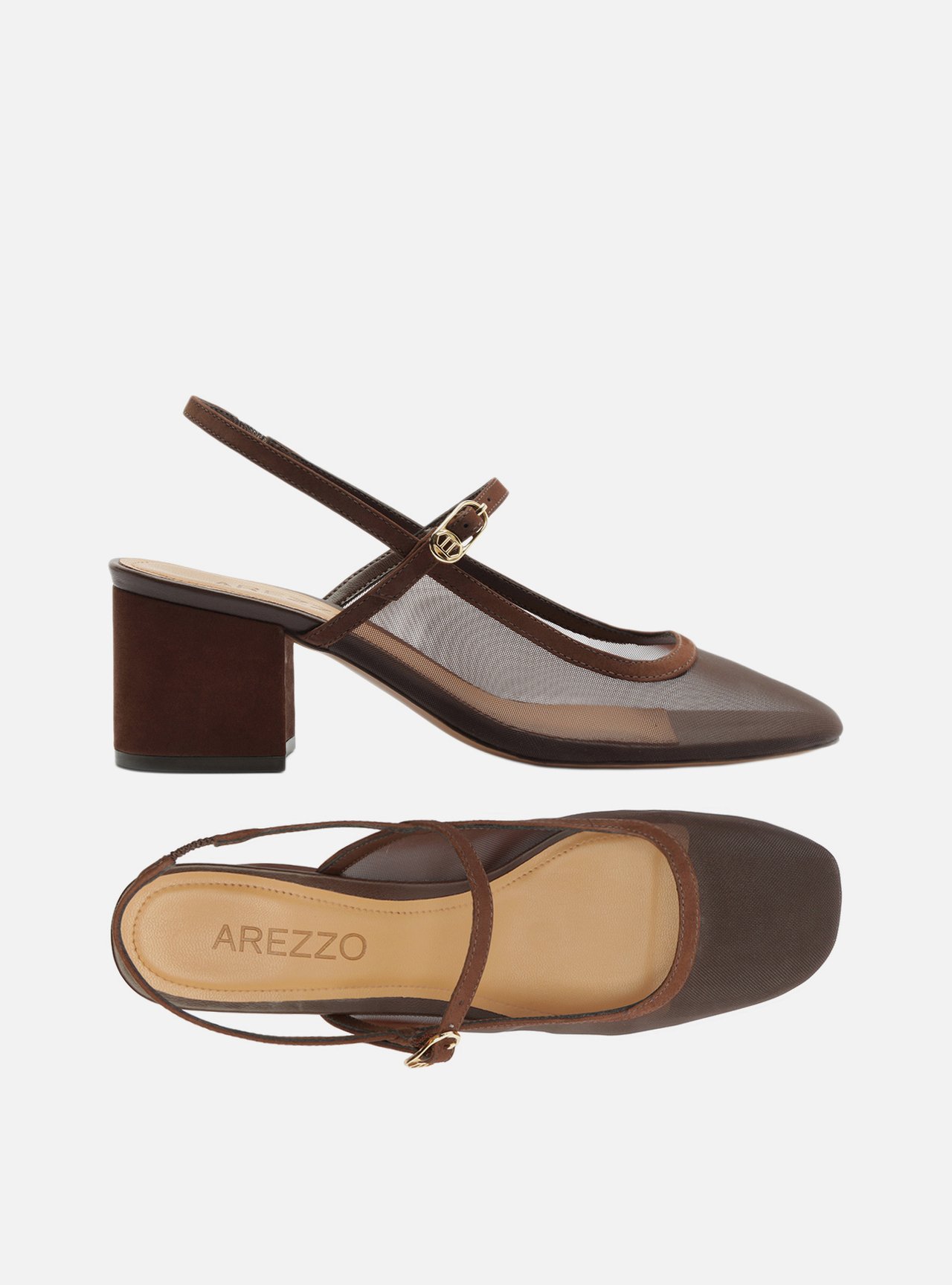 Scarpin Marrom Salto Bloco Slingback — foto 5
