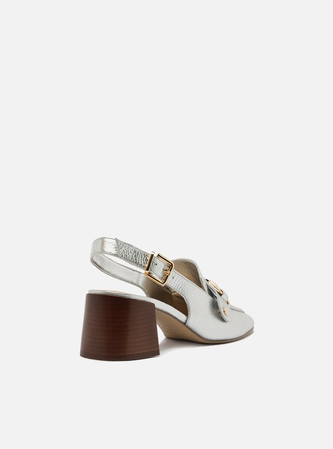 Loafer Prata Couro Salto Bloco Bridão Switch com Troca de Bridão