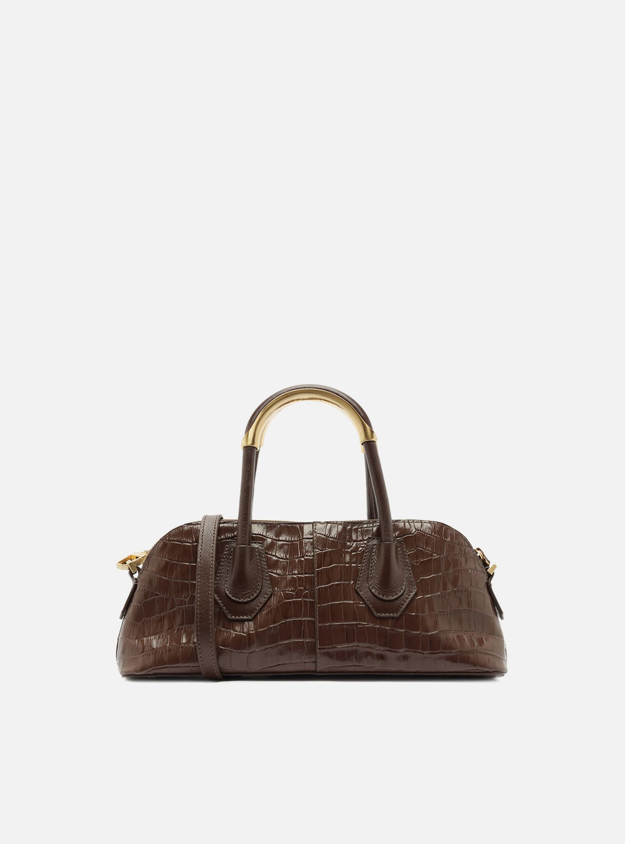 Bolsa Tote Marrom Couro Média Croco — foto 3