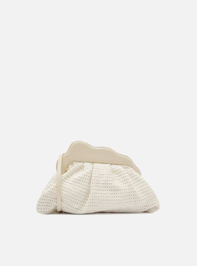 Clutch Off-White Tecido Média Pedrarias