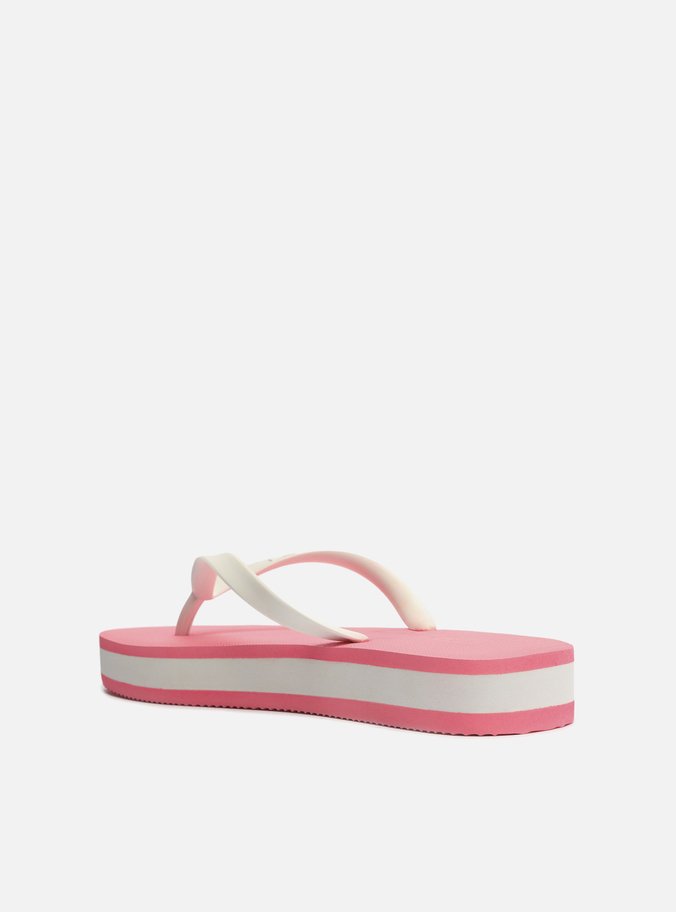 Chinelo Rosa Neon e Branco Plataforma Brizza