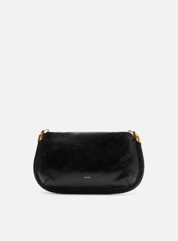 Bolsa Tiracolo Preta Couro Worn Média
