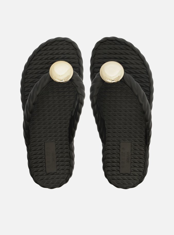 Sandália Preta Flatform Marrocos Mid Metal