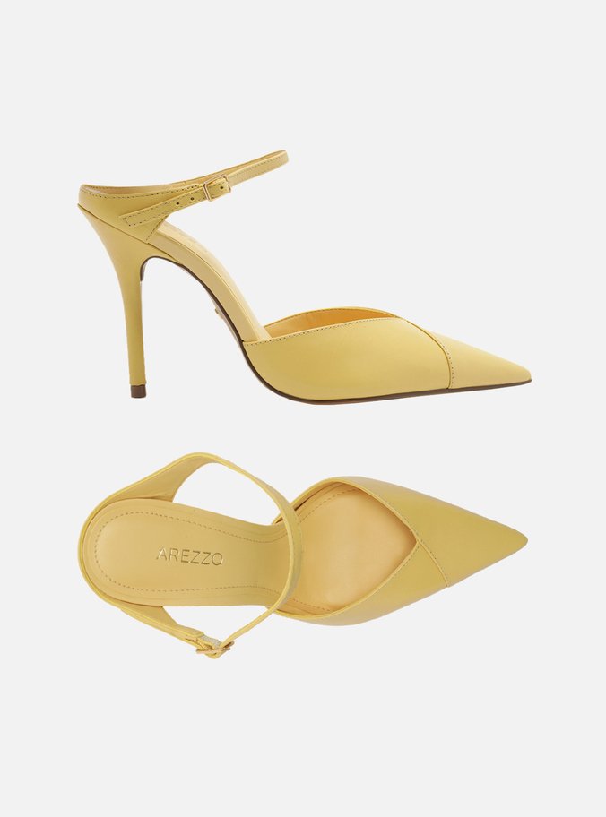 Scarpin Amarelo Couro Salto Alto