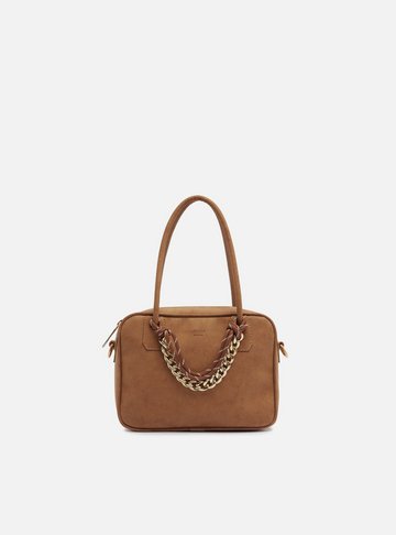 Bolsa Tiracolo Marrom Nobuck Pequena Cordão