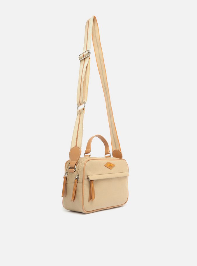 Bolsa Tiracolo Bege Lona Prione Média