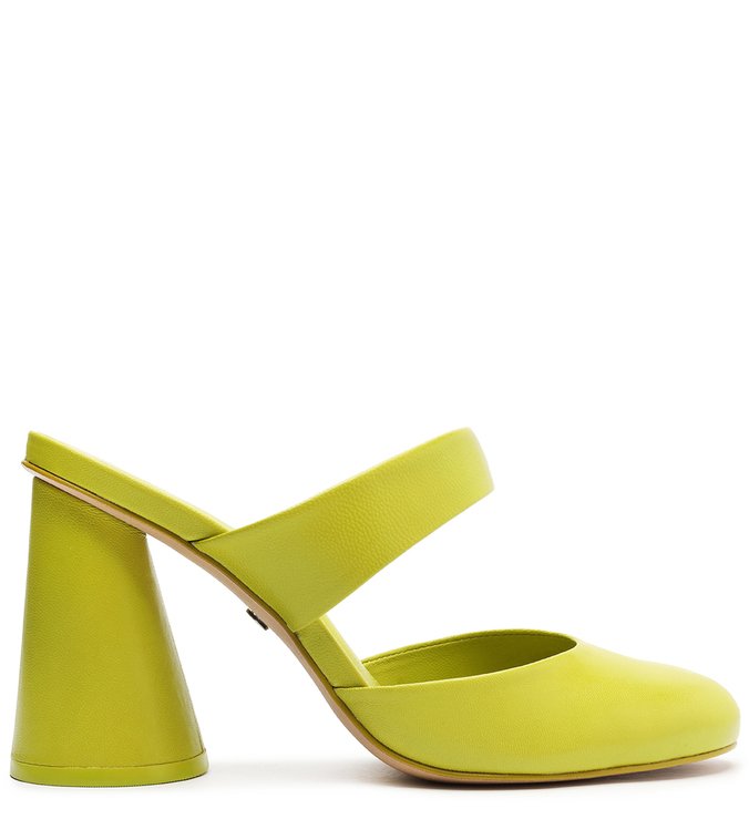 Mule Verde Couro Salto Geométrico Piera