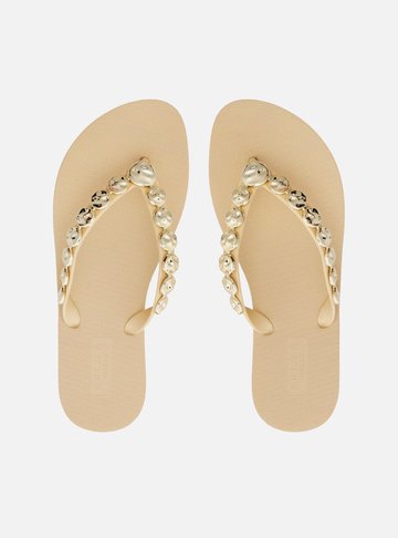 Chinelo Nude Minimal Tira Búzios
